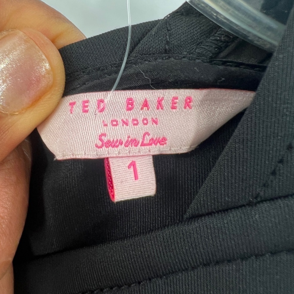 Ted Baker black cap sleeve dress fit flare size 1 - Picture 7 of 7